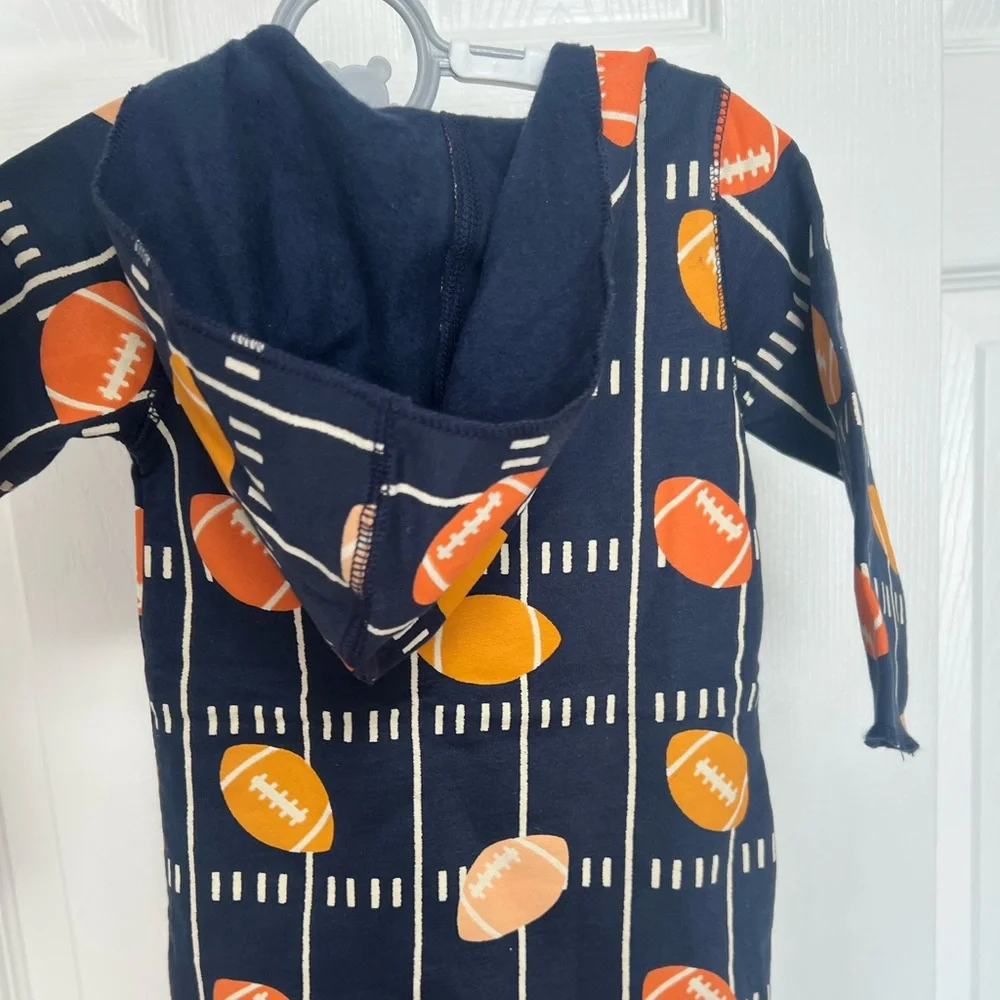 Monica + Andy Football Print Hooded Romper One Piece 6-9M Baby